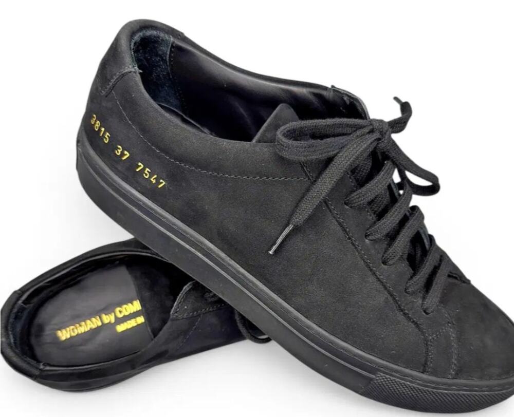 Common Projects Original Achilles Low EU 37 Black Nubuck Leather Sneakers Italy